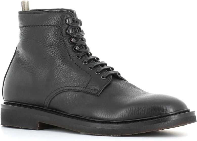 Officine Creative Zwarte leren enkellaarzen