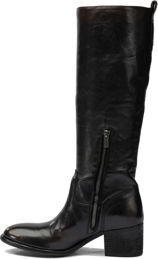 Officine Creative Zwarte Leren Enkellaarzen