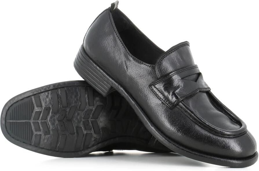 Officine Creative Zwarte leren mocassin schoen