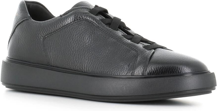 Officine Creative Zwarte Leren Sneaker met Elastische Kruisingen