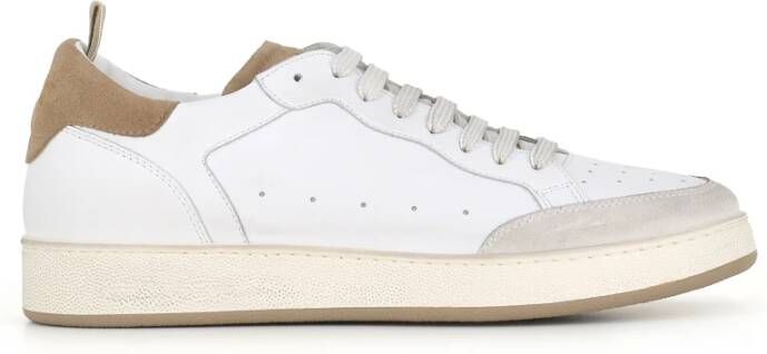 Officine Creative Witte en Beige Leren Sneakers White Heren