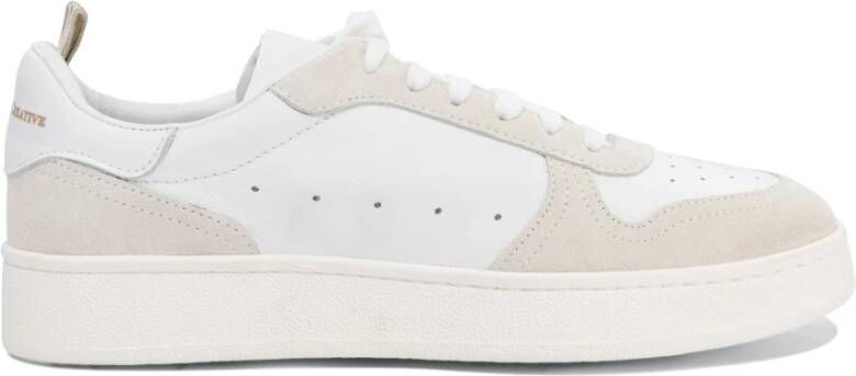Officine Creative Witte Sneakers met Suède Details