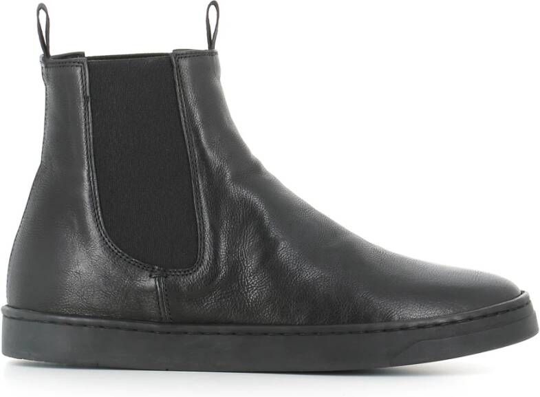Officine Creative Zwarte Leren Chelsea Sleehak Schoenen