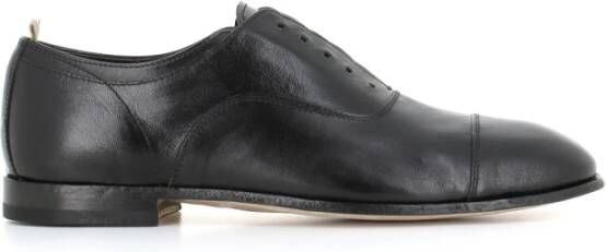 Officine Creative Zwarte Leren Derby Platte Schoenen Black Heren