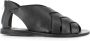 Officine Creative Zwarte leren geweven sandalen met rits - Thumbnail 1