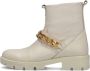 Omoda Beige leren enkellaarsjes met kettingdetail - Thumbnail 2