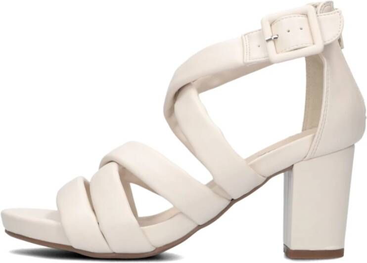 Omoda Beige Leren Sandalen met Blokhak