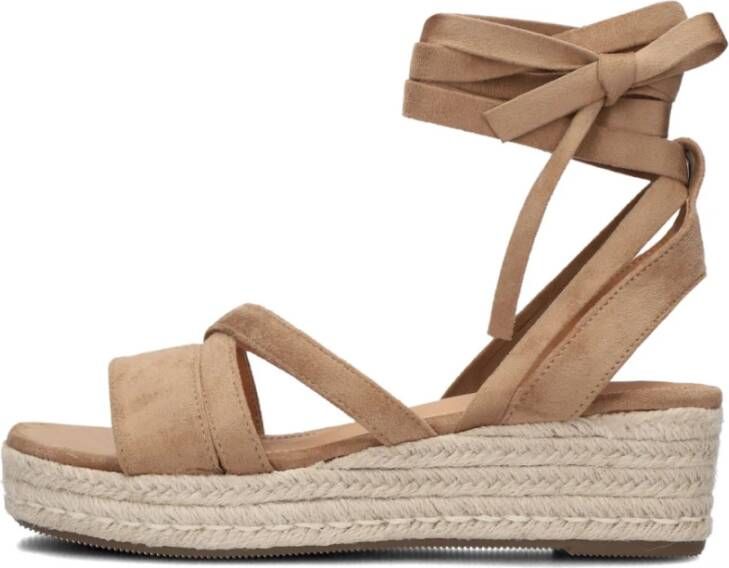 Omoda Beige Suède Espadrilles met Enkelband