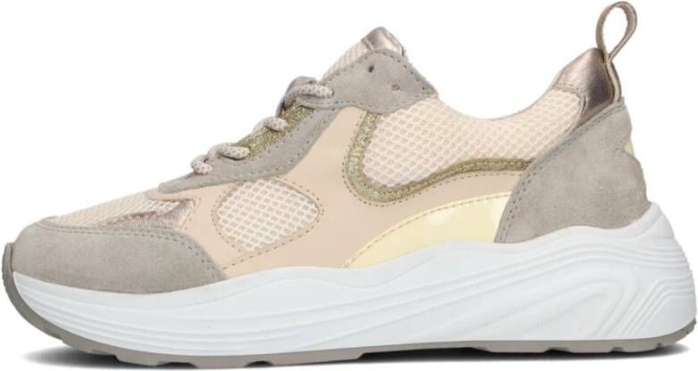 Omoda Beige Triangle Hardloopschoenen met Gouden Accenten