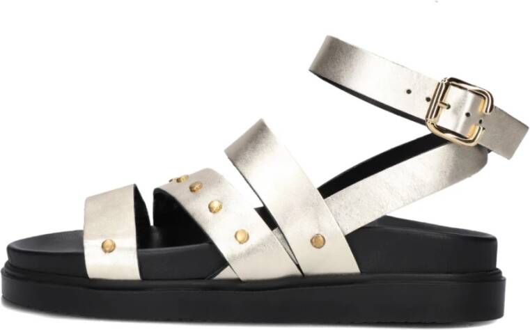 Omoda Gouden Leren Sandalen met Studs