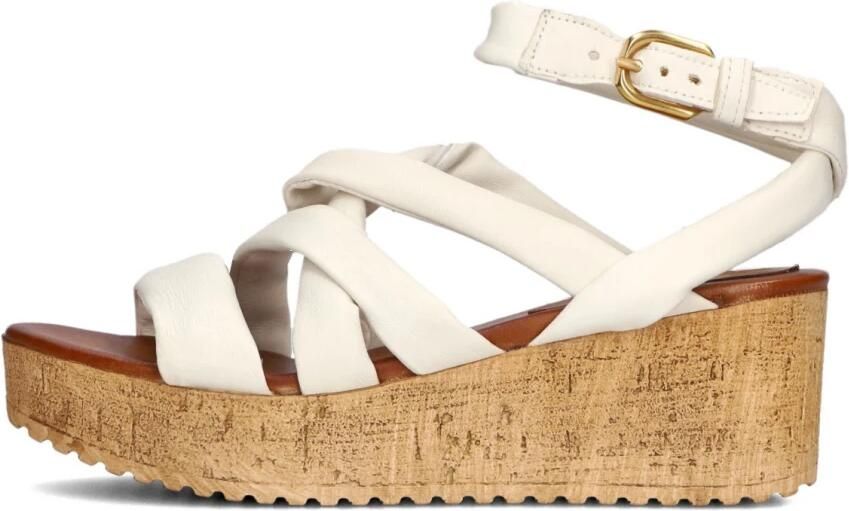 Omoda Beige Sleehak Sandalen met Gewatteerde Bandjes