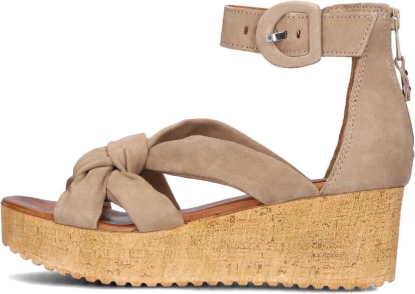 Bruin Tinten 722028 Sandalen Met Sleehak Dames Taupe