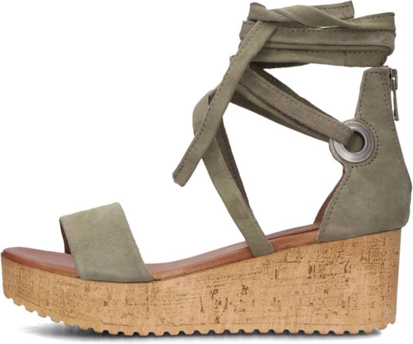 Omoda Groene Suède Sandalen met Kurken Plateauzool - Foto 4