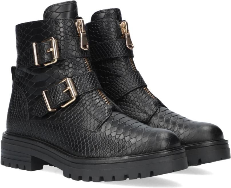 Omoda Zwarte Bikerboots met Slangenprint - Foto 2