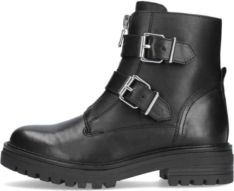 Omoda Zwarte Bikerboots met Zilveren Gespen