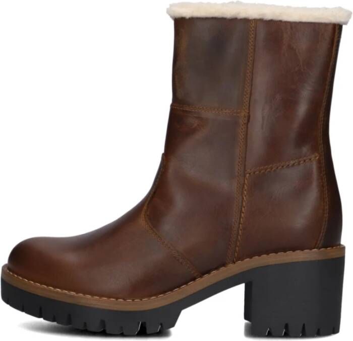 Omoda Stijlvolle Cognac Leren Enkellaarzen