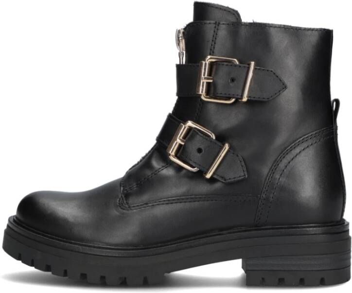 Omoda Zwarte Bikerboots met Gouden Gespen