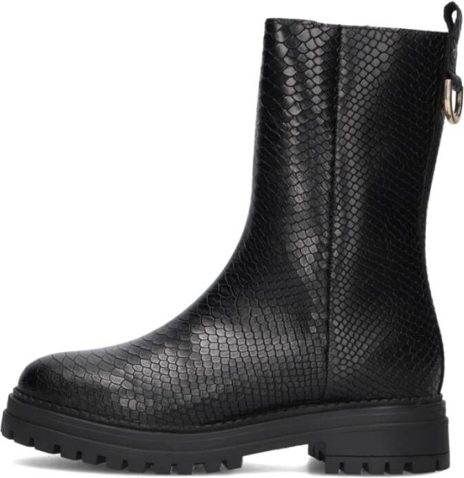Omoda Zwarte Leren Croco Enkelboots
