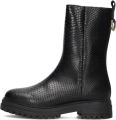 Omoda Zwarte Leren Croco Enkelboots - Zwart
