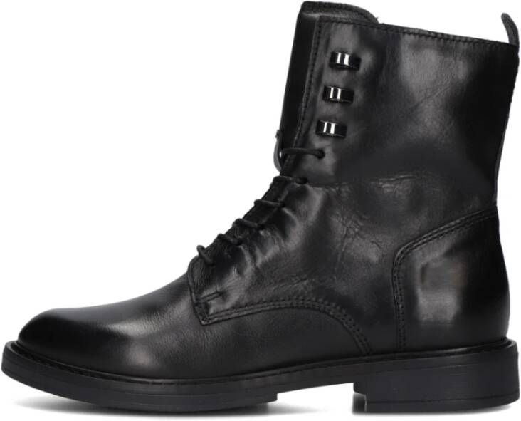 Omoda Zwarte Leren Veterschoenen