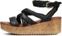 Omoda Zwarte sleehak sandalen met gewatteerde bandjes - Thumbnail 2