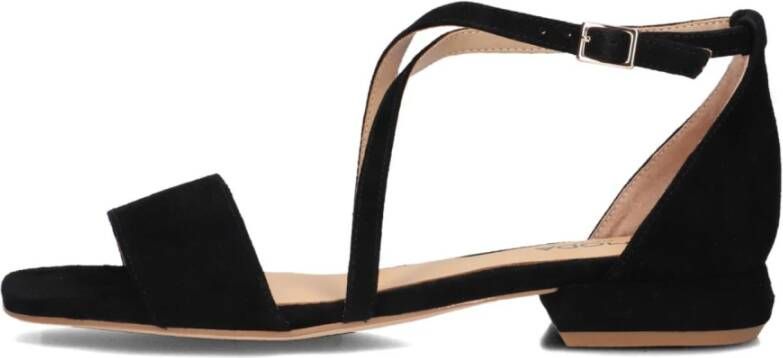 Omoda Zwarte Suède Kruisband Sandalen