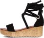 Omoda Zwarte Suède Sandalen met Kurken Plateau - Thumbnail 3