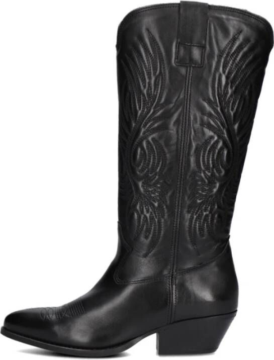 Omoda Zwarte Western Stijl Leren Laarzen