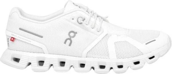 ON Running Cloud 5 Sneakers Gemaakt van gerecyclede materialen Ademend Mesh Snelle vetersluiting White Heren