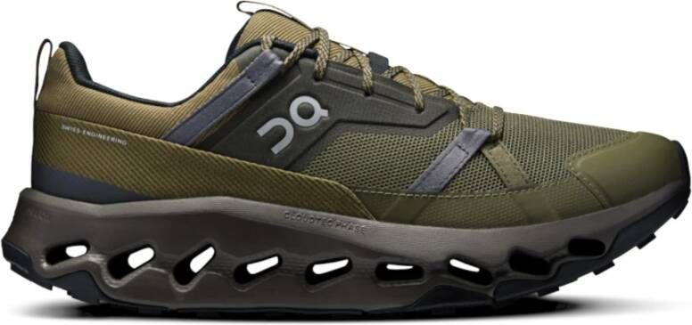 On Running Donkergroene Mesh Sneakers met Missiongrip