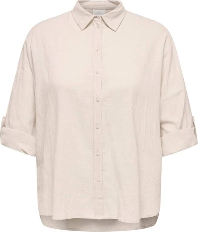 Only Carmakoma Katoenen Shirt met Lange Mouwen in Pumice Stone