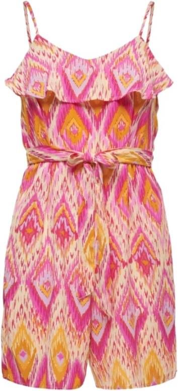 Only Framboos Roze Polyester Ceintuur Jumpsuit