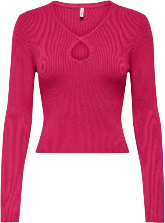Only V-Neck Peek-A-Boo Knitwear