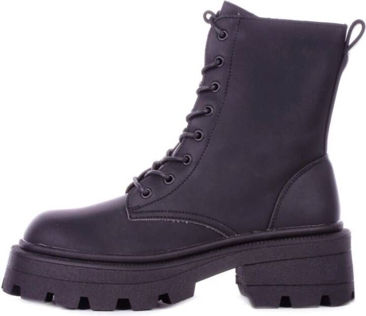 Only Zwarte Leren Rits Enkellaarzen Black Dames