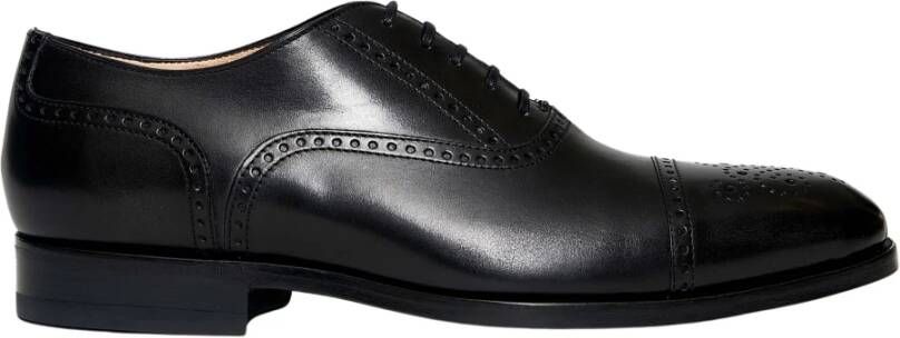 Ortigni Zwarte Leren Veterschoenen Black Heren