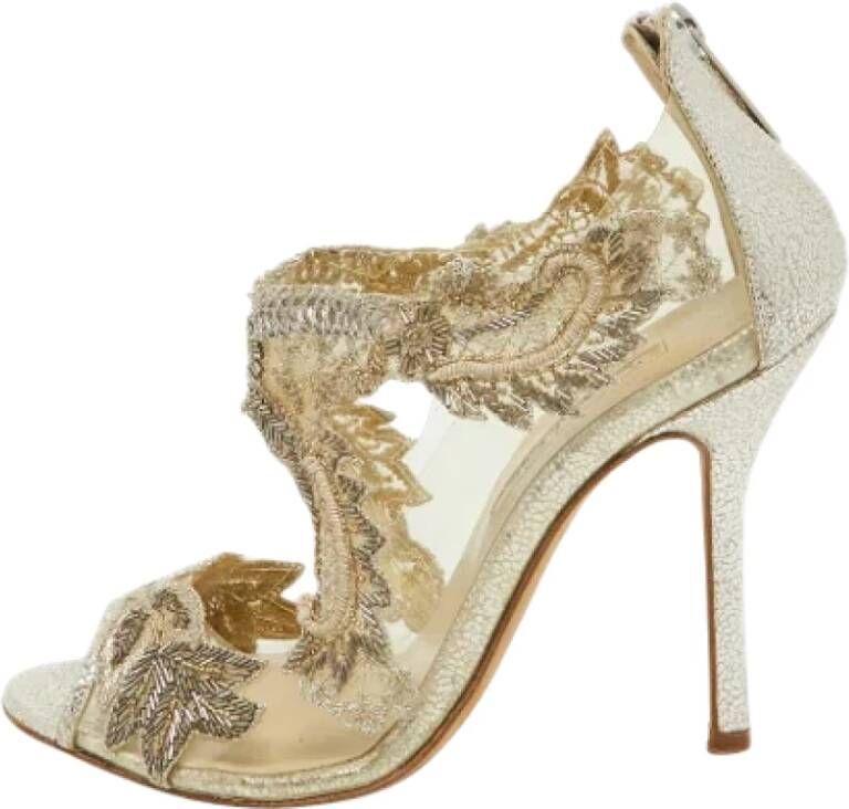 Oscar De La Renta Pre-owned Leather heels Yellow Dames
