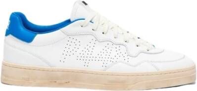 P448 Bali Sneakers Orlando Wit Leer met Blauwe Hiel White Heren
