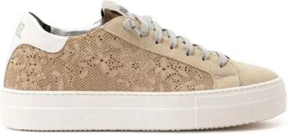 P448 Beige Bloemen Veterschoen
