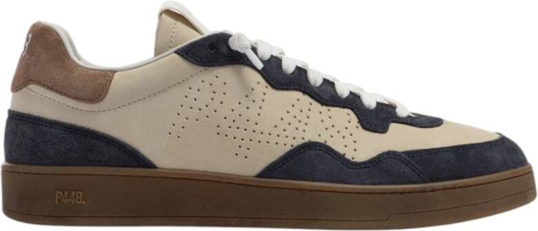 P448 Beige Eigentijdse Sneakers met Blauwe Accenten