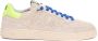 P448 Beige Suède Sneakers Blauw Geel Inzetstuk - Thumbnail 1