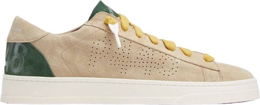 P448 Beige Suède Sneakers met Groene Rand