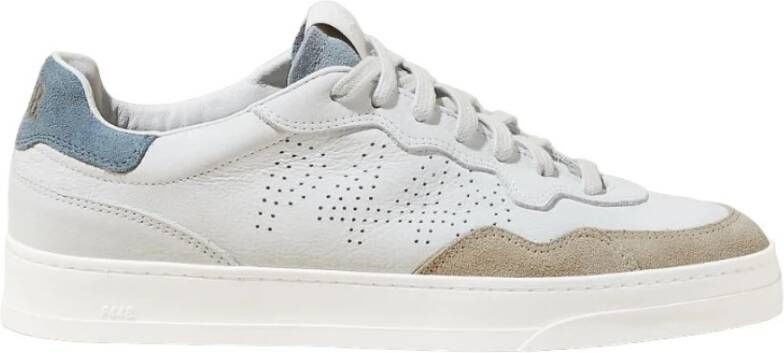 P448 Witte leren sneaker met suède inzetstukken White Heren - Foto 4