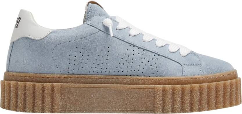 P448 Blauwe Suède Platform Sneaker