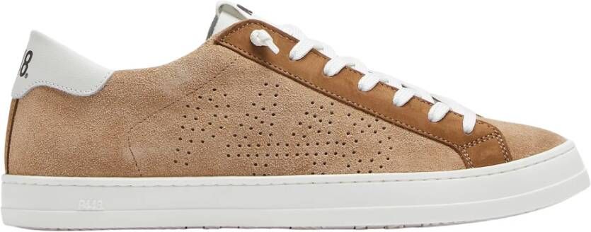 P448 Bruine Suède Sneakers met Witte Details