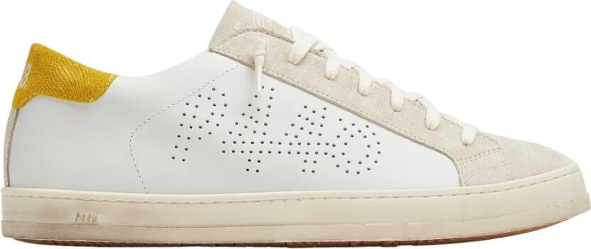 P448 Gele Suède Sneakers met Wit Leer