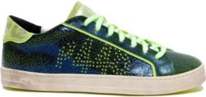 P448 Gescheurde Marineblauwe en Kiwi Groene Sneakers Groen Dames
