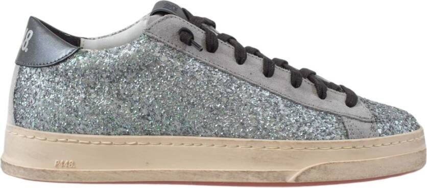 P448 Glamoureuze Grijze Glitter Sneakers Blue Dames