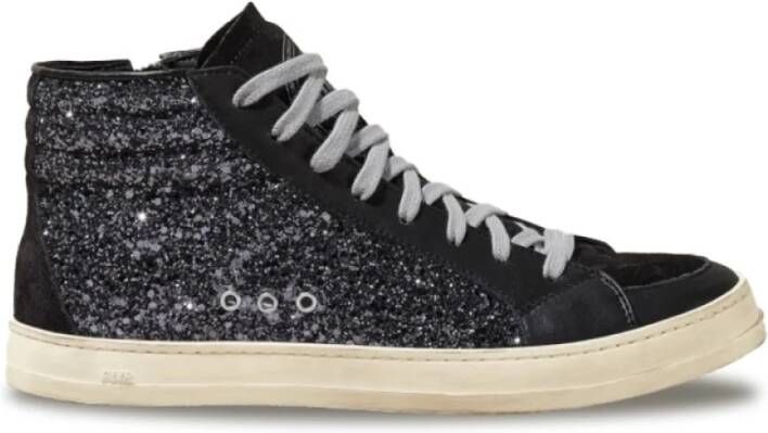 P448 Glitter Zwarte Hoge Sneakers Multicolor Dames