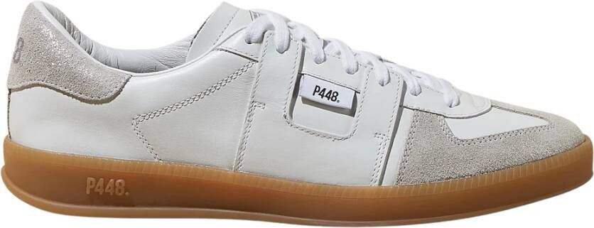 P448 Gouden Glitter Beige Leren Sneakers