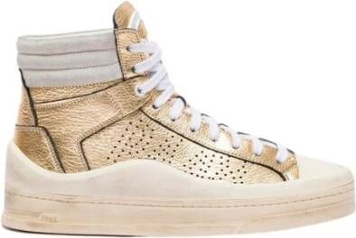 P448 Gouden Metallic Leren Rail Sneakers Yellow Dames